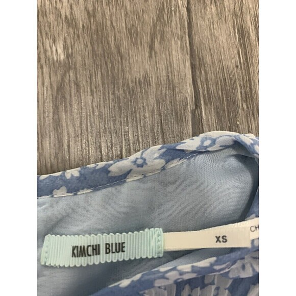URBANOUTFITTERS Kimchi Dress Size XSmall Blue Light Blue Floral Open Back - Picture 4 of 7